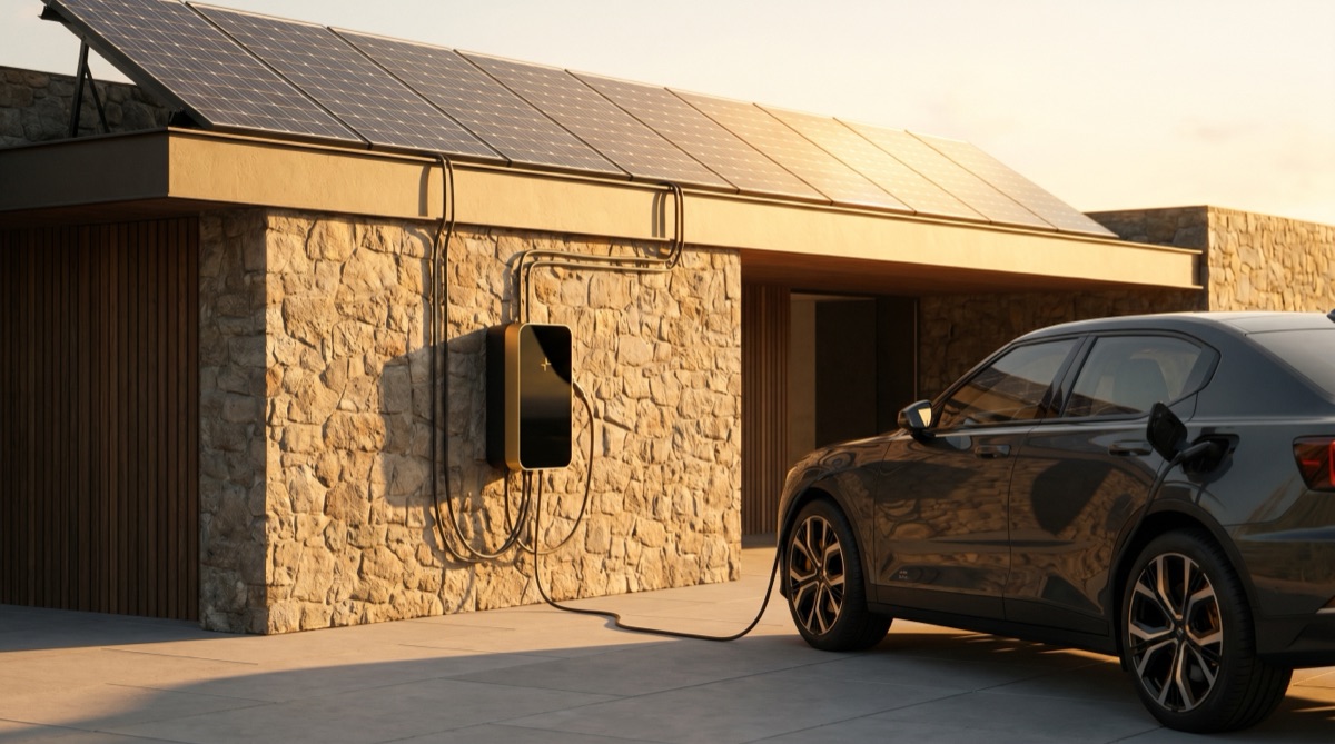 Solar con cargador para coche eléctrico — Bless Energy